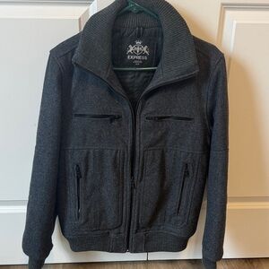 Express Men's Charcoal Jacket- Small